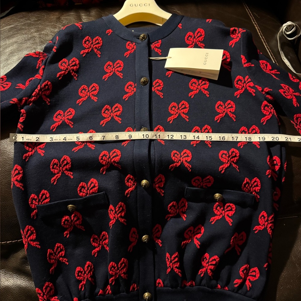 Gucci Navy and Red Bow Cardigan - Picture 8 of 9